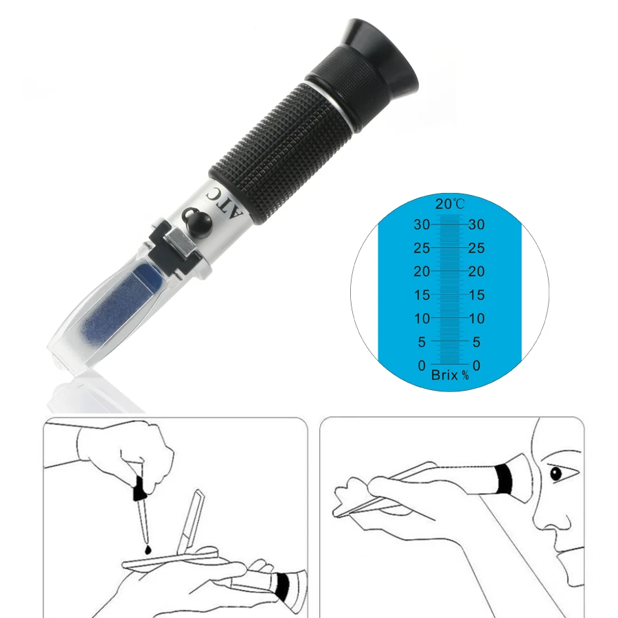 RZ Sugar Meter Refractometer Digital Handheld Sugar Beer Brix Test Optical 0-32% ATC Fruit Sugar Meter Saccharimeter RHB-32ATC