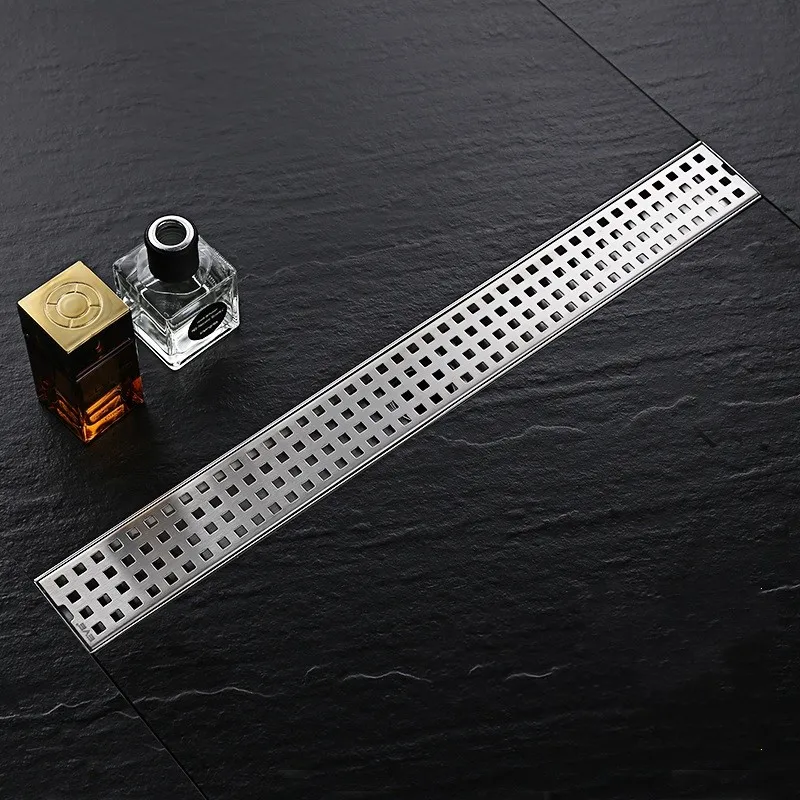 304 stainless steel 80cm Fast flow Rectangular linear anti-odor floor drain bathroom hardware shower room drainer--