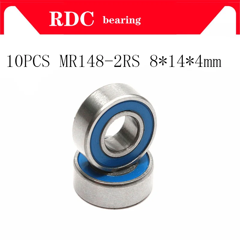 10PCS ABEC-5 MR148-2RS MR148 2RS MR148 RS MR148RS 8x14x4 mm Blue rubber sealed miniature High quality deep groove ball bearing