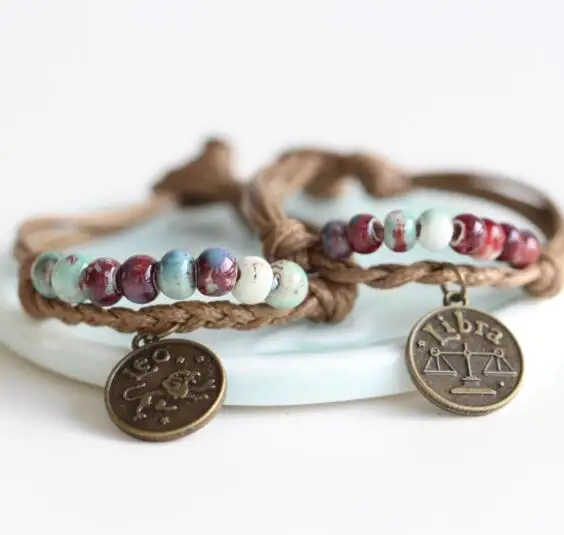 Constellations Ceramic hand made DIY Bracelets Artware Retro for woman girl gift Fashion Jewelery #1442