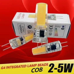 Mini G4 LED COB Lâmpada, 360 luzes de ângulo de feixe, Substitua o candelabro de halogênio G4, AC, DC, 12V, 220V, 3W, 5W