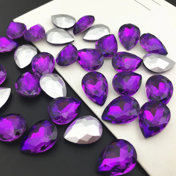 

7x10mm,10x14mm,13x18,18x25,20x30mm Lt Purple Velvet Teardrop Fancy Stone Pointback Droplet Glass Crystals Jewelry Beads