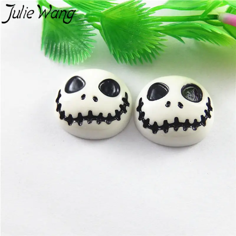 Julie Wang 10pcs Resin Funny Ghosts Halloween Cabochons Charm For Necklace Pendant Earrings Findings Jewelry Making Accessories