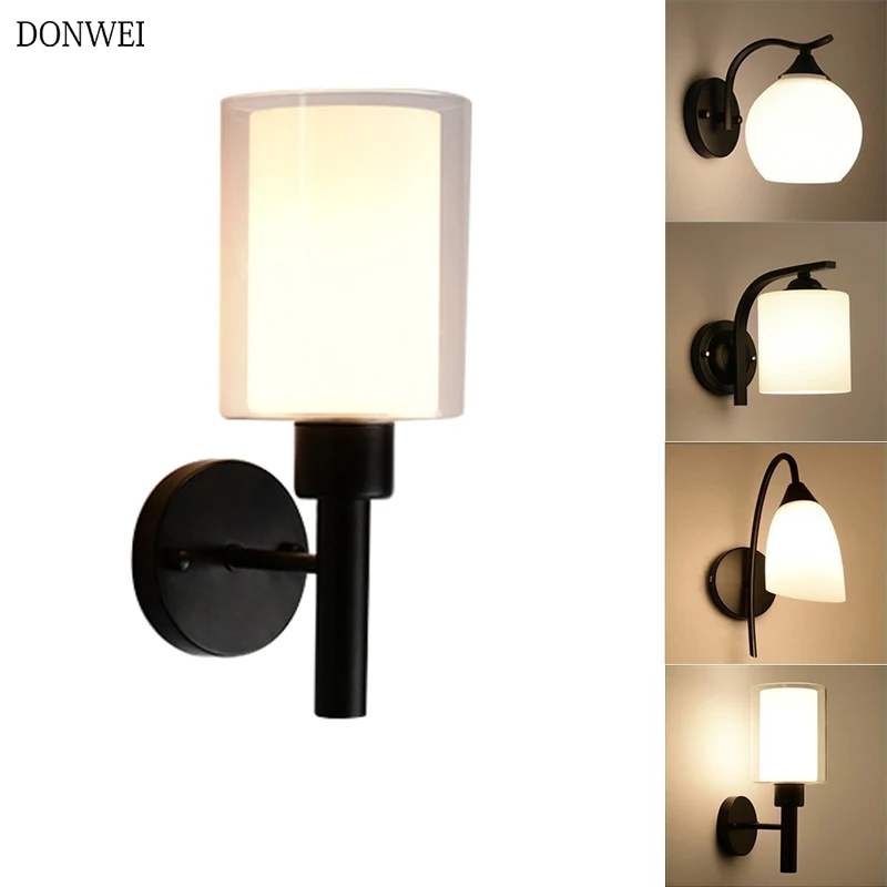 

Modern E27 LED Flame Wall Lamp For Bathroom Bedroom bedside corridor Wall Sconce Nordic glass Indoor Wall Lighting AC100-265V