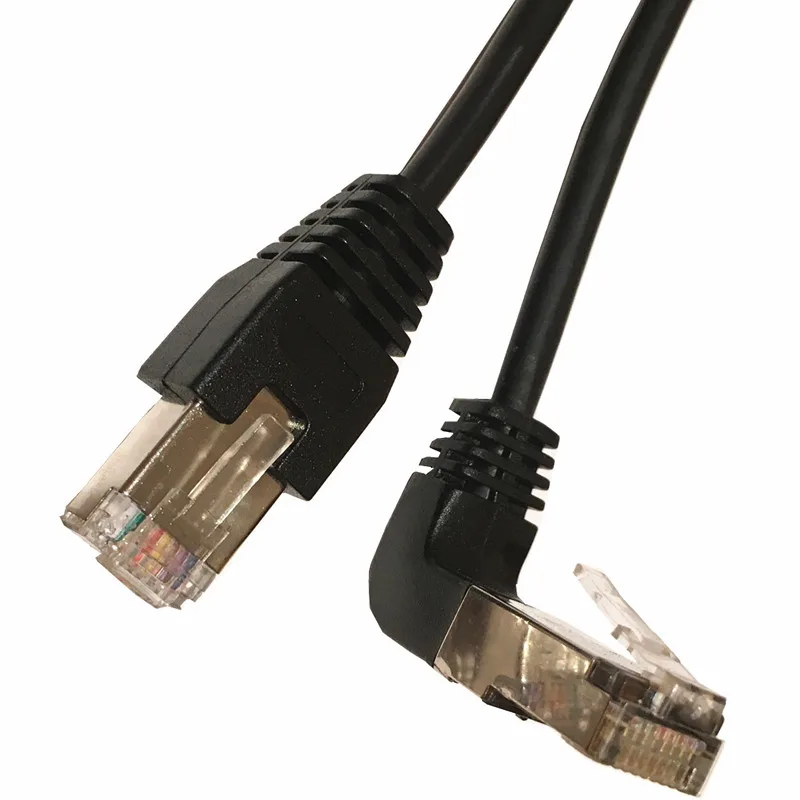 الكوع أسفل الزاوية Cat5e 8P8C STP Cat5 Cat 5e RJ45 Lan إيثرنت شبكة التصحيح الحبل إلى كابل RJ45 مستقيم 90 بزاوية 50 سنتيمتر 1 متر 2 متر 5 متر