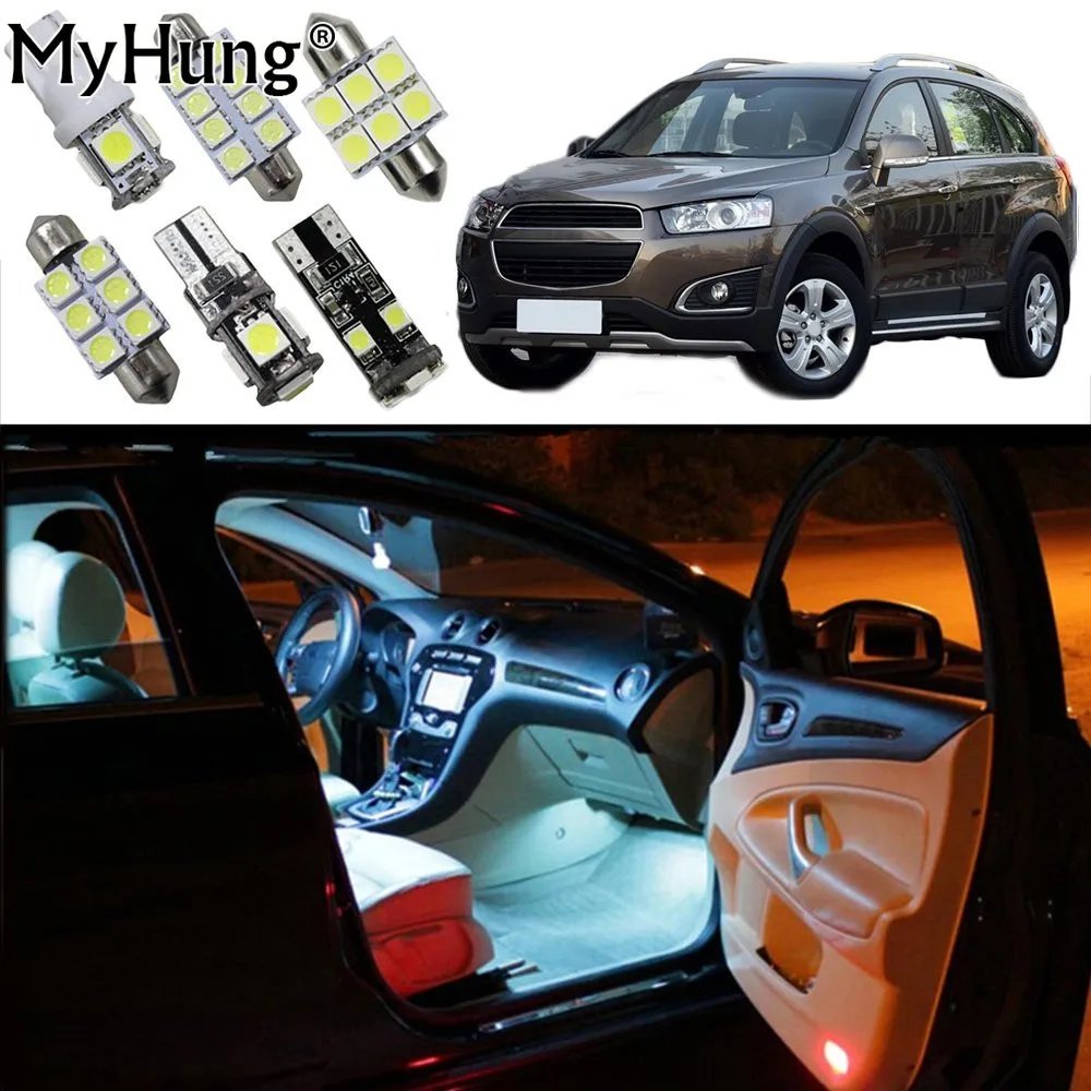 Car Led Light For Chevrolet Captiva VOLT Cruze Malibu Interior Replacement Bulbs Dome Map Lamp Light Bright White 6 PCS