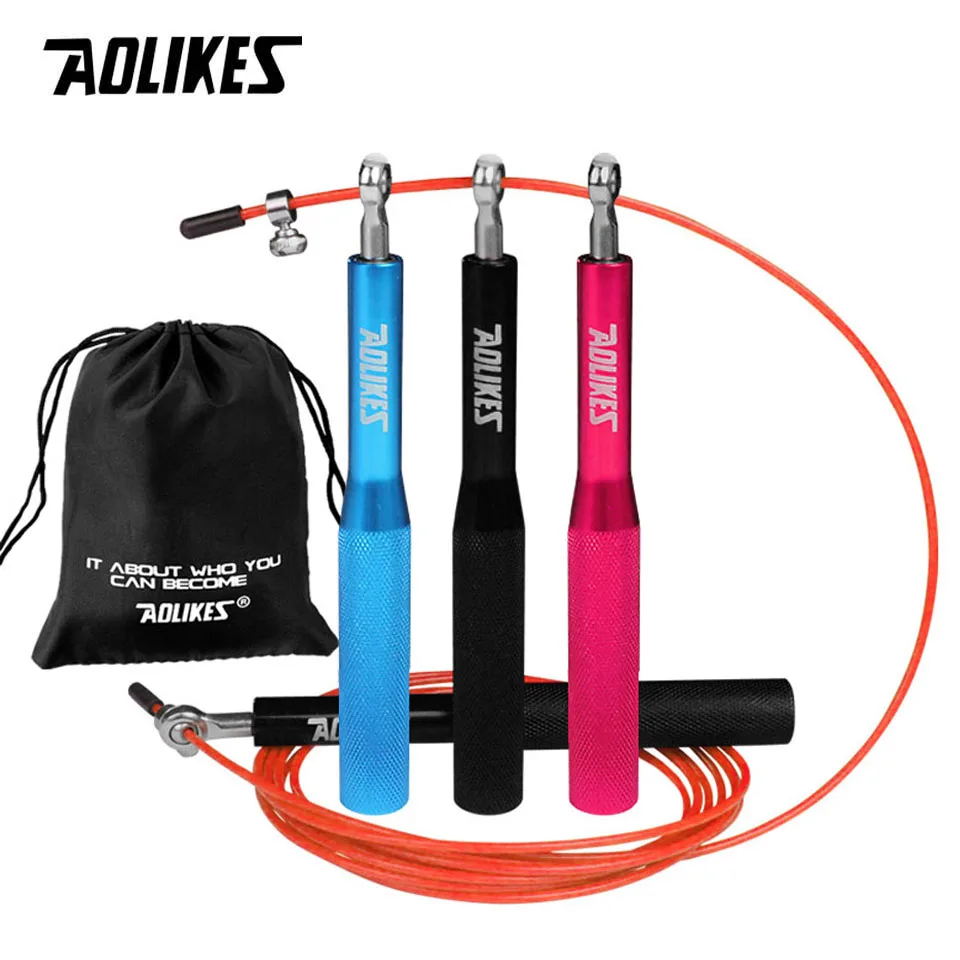 AOLIKES Crossfit Jump Rope Adjustable Jumping Rope Training Aluminum Skipping Rope Fitness Speed Skip Training Boxing MMA