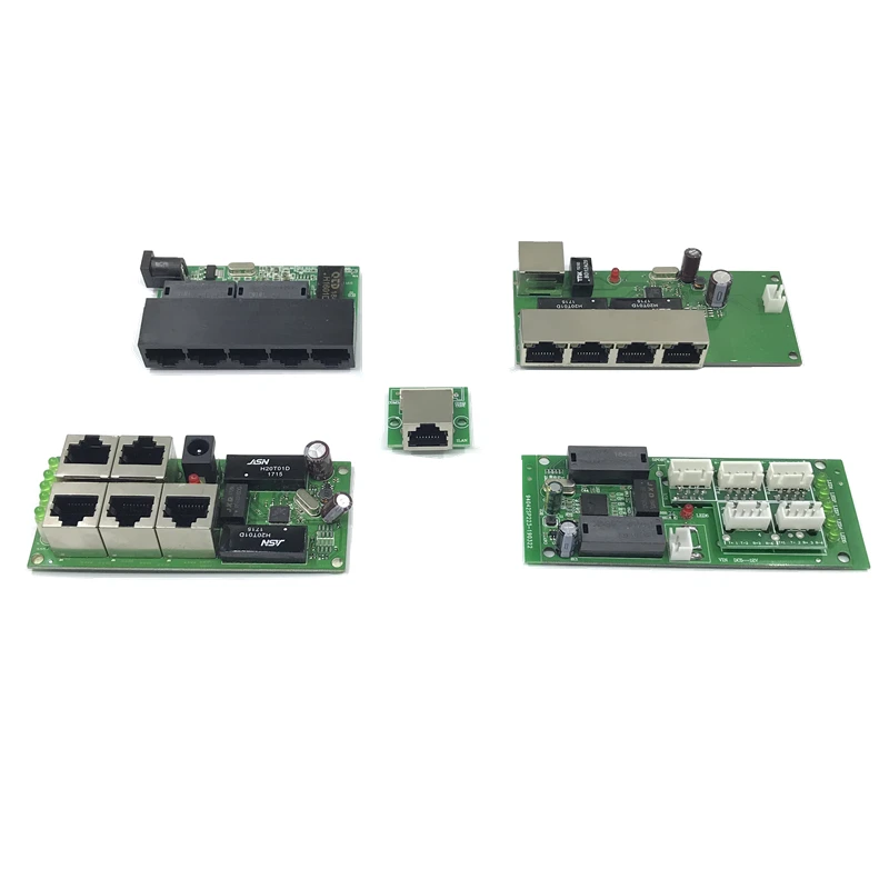 OEM factory direct mini fast 10 / 100mbps 3-port Ethernet network lan hub switch board two-layer pcb3 rj45 5V 12V  head port