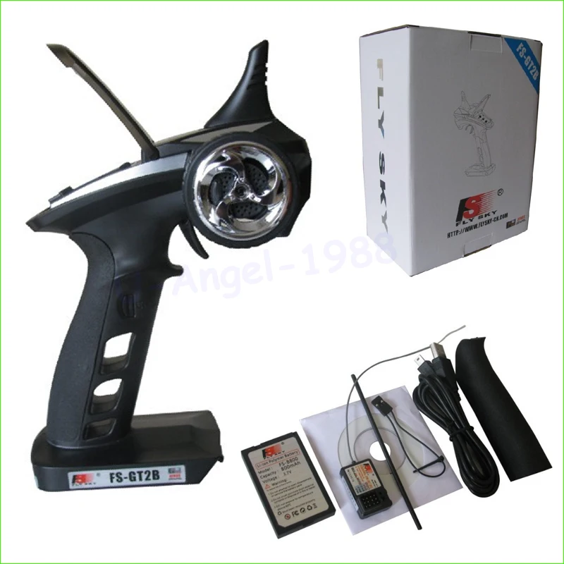 Flysky FS-GT2B FS GT2B 2.4G 3CH Gun RC Controller /w receiver, TX battery, USB cable, handle --Upgraded FS-GT2 GT2