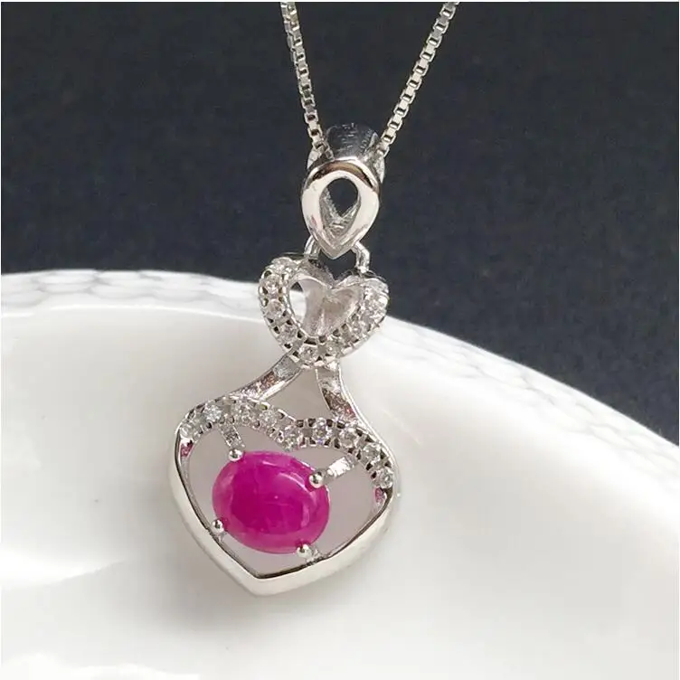 

Ruby necklace pendant Love Heart Style Origin and natural ruby 925 sterling silver For men or women jewelry 5*6mm