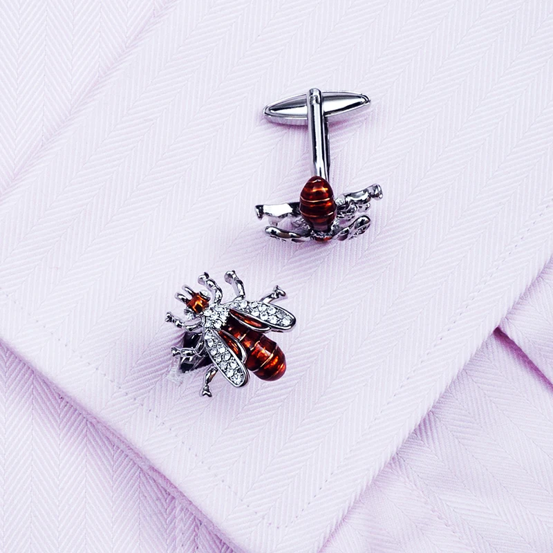 KFLK Jewelry shirt cufflinks for mens Brand Crystal Cuff link Wholesale Luxury Button Male High Quality Animal Bee guests