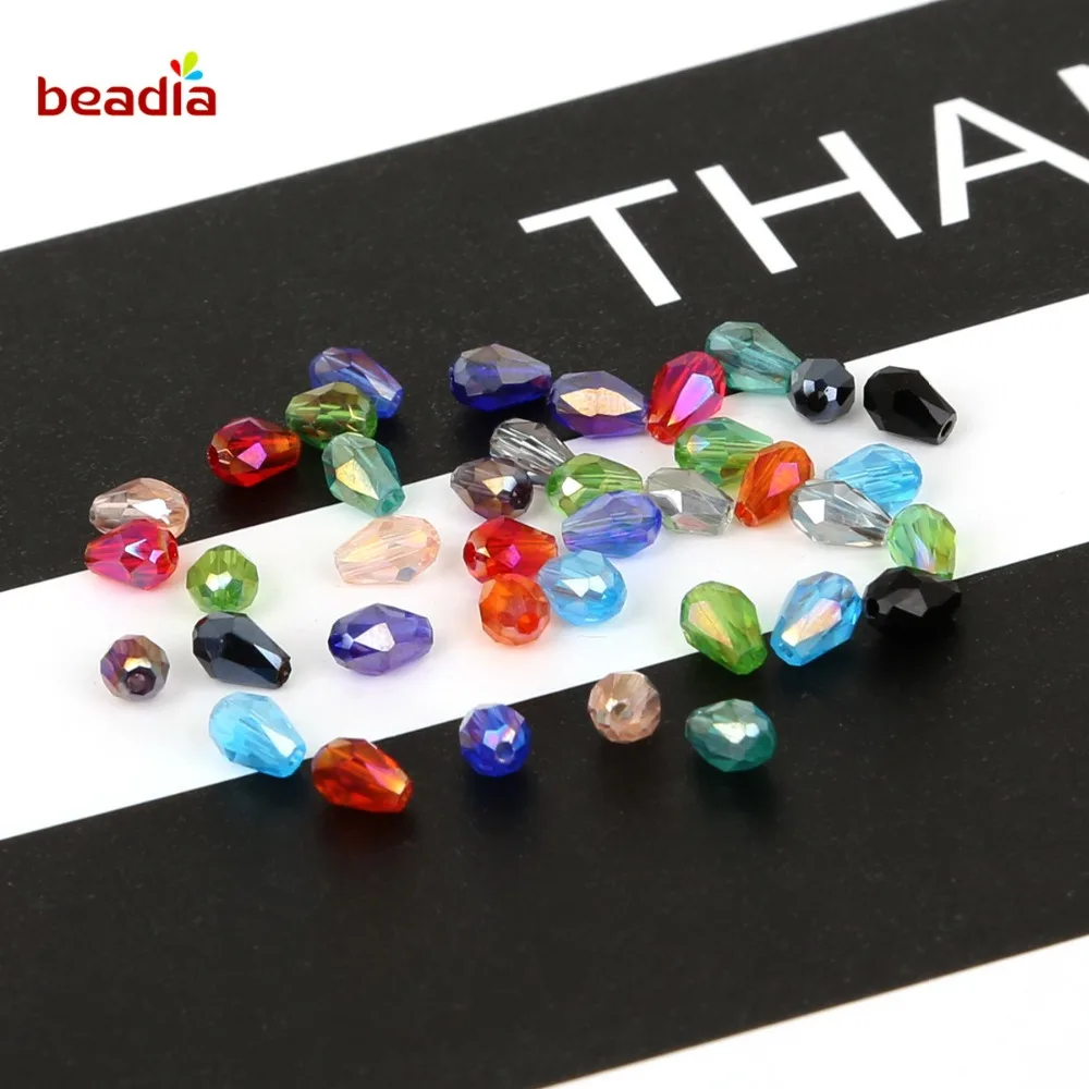 90-100pcs 3x5mm Austria Teardrop Crystal Waterdrop Beads Loose Spacer Beads For DIY Jewelry Crafts Sewing Clothing Accessories