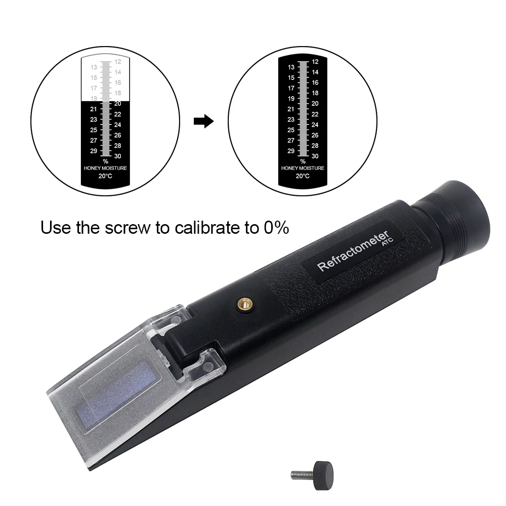 Hand Held Honey Refractometer 12-30% Water Honey Moisture Tester Meter ATC for Bee-keeping