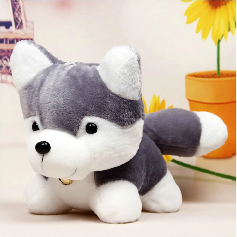 25-35CM Husky Dog Doll Cute Stuff Plush Real Life Dog With Small Bell Souvenir Children Birthday Gift Gril Bag Pendant Ornament