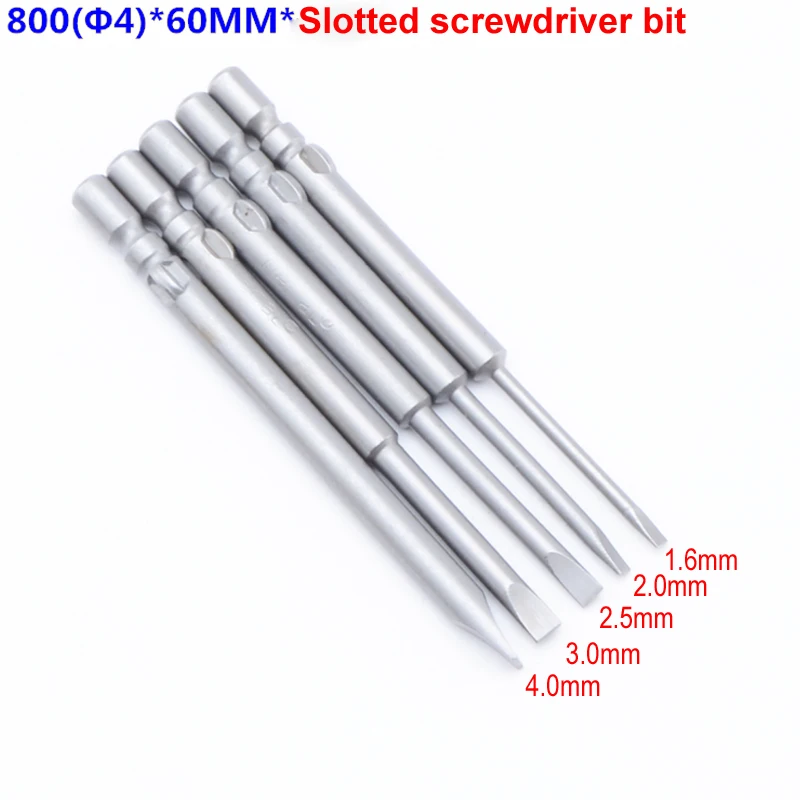 15pcs 40mm/60mm/100mm Long S2 Alloy Steel 800 4mm Round Shank Electric Slotted Magnetic Screwdriver bit set 1.6mm-4.0mm