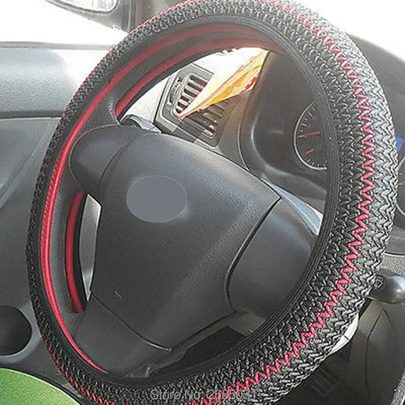 HuiER Anti-slip Breathable Ice Silk Car Steering Wheel Cover Universal For Most Car Styling Steering-wheel 36-38CM Free Shipping