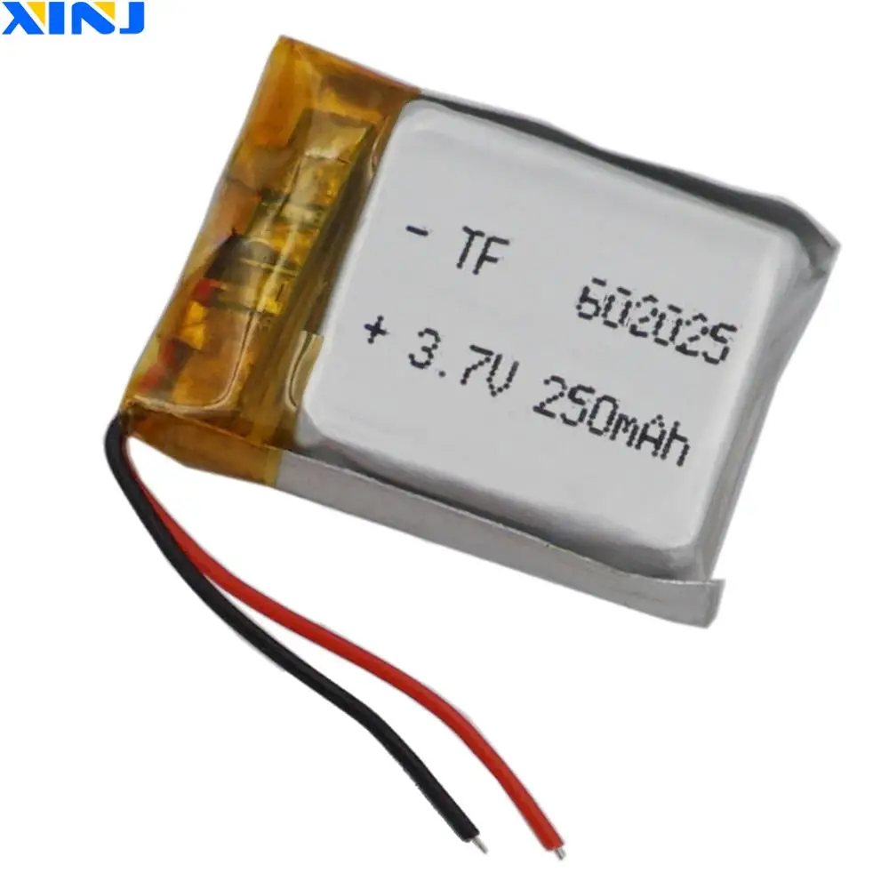 XINJ 10pcs 3.7V 250mAh Rechargeable Li-Polymer Li Lithium Battery Lipo 602025 For Glasses Headphones Speaker Smart Watch DVR DVC