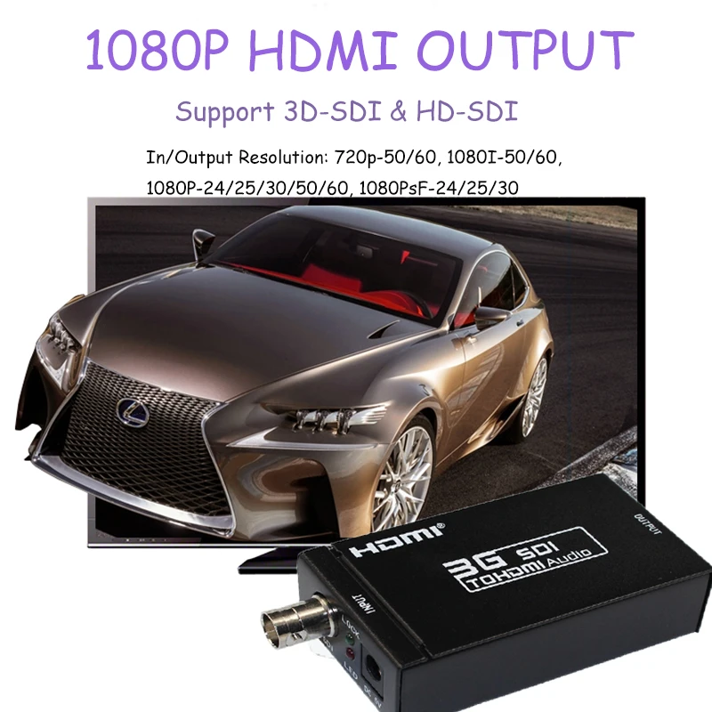 SDI/HD/3G/BNC to 3G 1080P HDMI Audio Video Converter