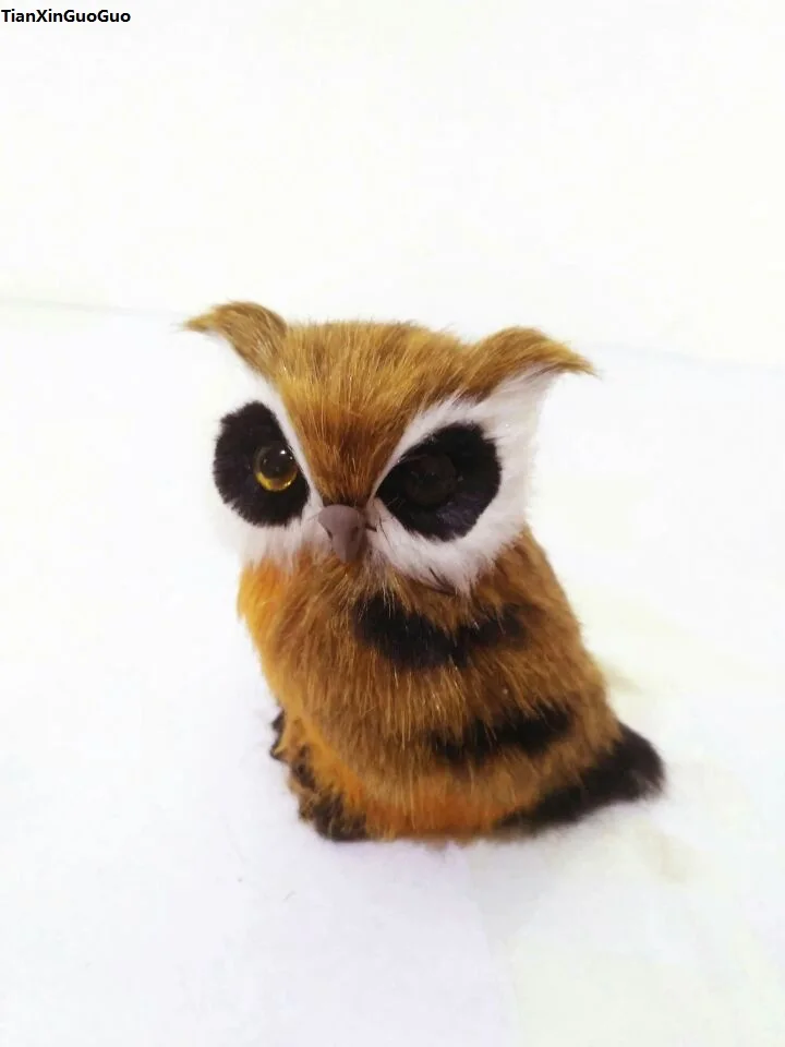 

mini 9x7cm brown owl craft simulation owl hard model plastic&furs home decoration toy gift s1524
