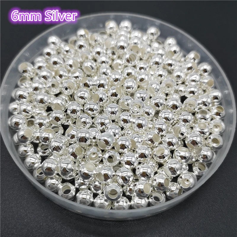 Five Sizes Silvery Iron Metal Beads Jewelry Findings Diy Beads Smooth Ball Spacer Beads For Jewelry Making Making