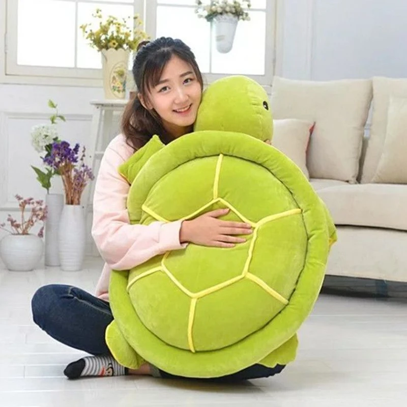 Dorimytrader Soft Animal Tortoise Plush Pillow Big Stuffed Cartoon Green Turtle Toy Doll Gift for Kids Decoration 31inch 80cm