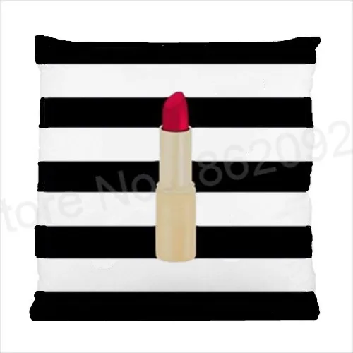 Black White Stripes Lipstick Cushion Cover Red Lipstick Decorative Cushion Covers Red Lipstick Kiss Love Sofa Decor Modern Cases