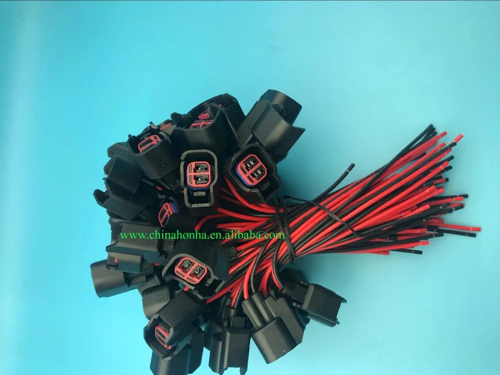 

Free shipping 10/20/50/100 pcs/lots 2 pin EV6 Fuel Injector Clips Connector LS2 LS3 LS7 wire harness with 15cm 18AWG wire