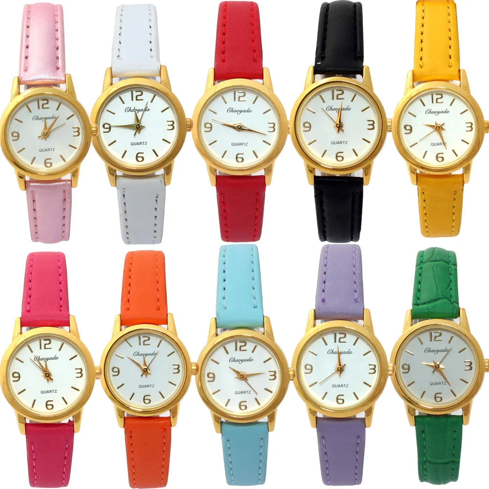 Chaoyada 10 Colors Fashion Quartz Watches Women Kids Girls Jelly Wrist Watch Leather Luxury Brand Ladies Dress Clock Female Cute