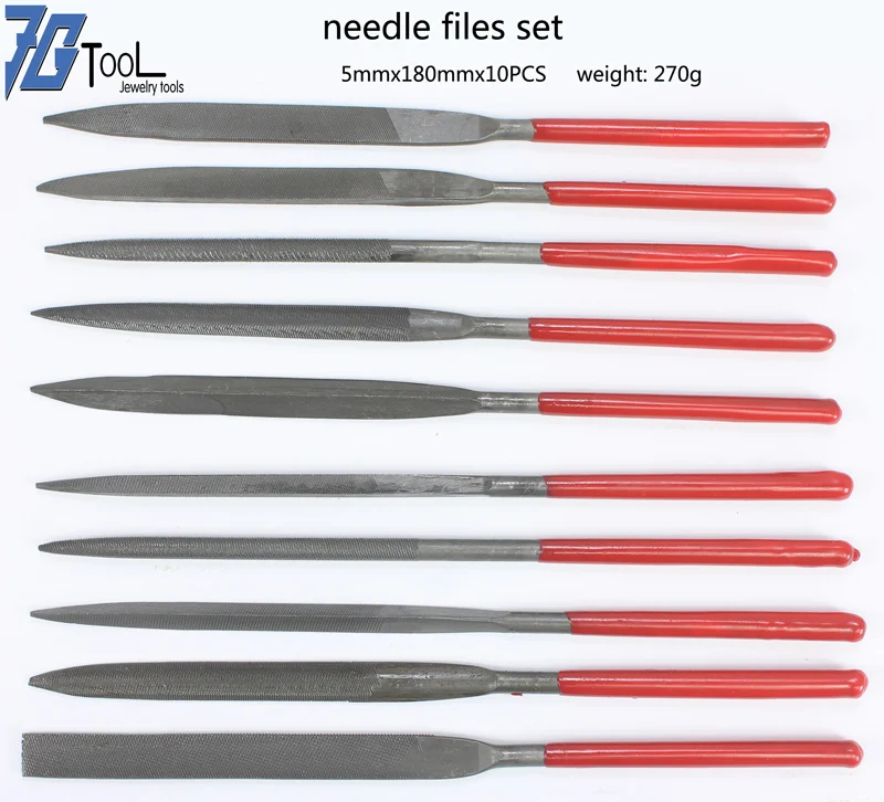 10Pcs Needle File Set Files Red Handle For Metal Glass Stone Jewelry Wood Carving Craft Tool