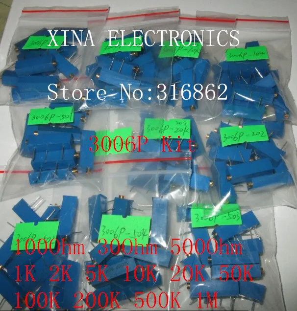 FREE SHIPPING 11valuesx10pcs=110pcs 3006P High Precision 3006 Variable Multiturn kit