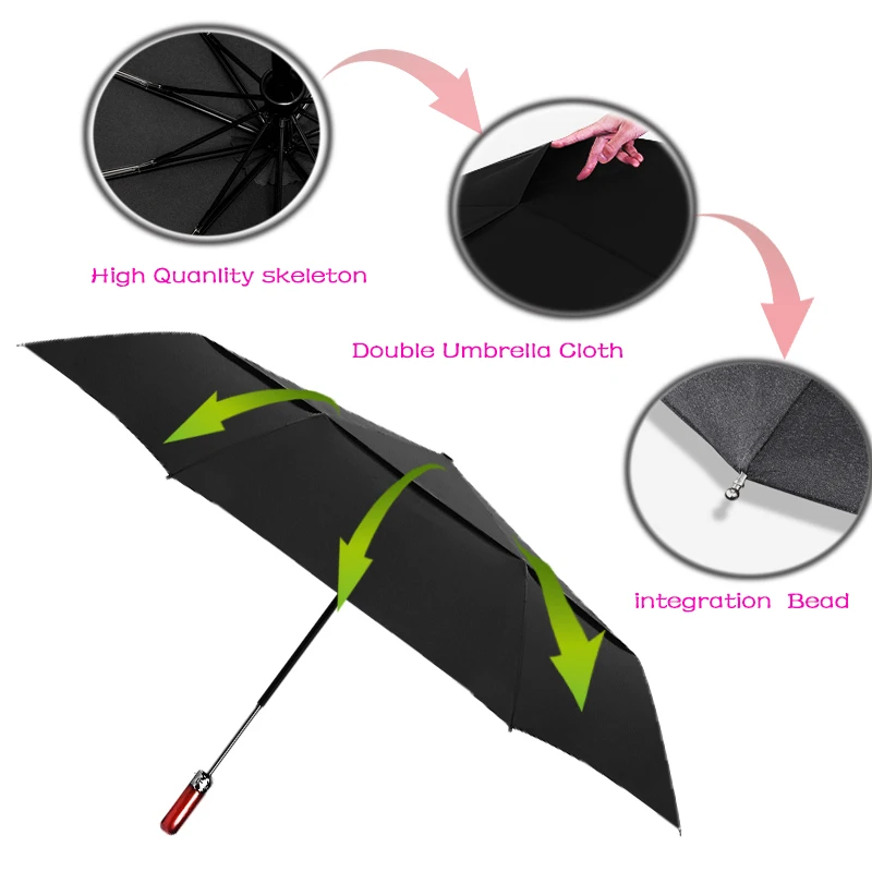 LIKE RAIN 140cm Large Men Business Automatic Umbrella Rain Women Strong Windproof Double Layer Folding Sun Golf Umbrella UBY30