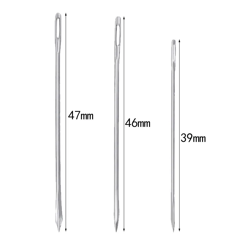 Stainless steel sewing needle for leather bag, handmade, 3 size, 47/46/39mm, 25PCs