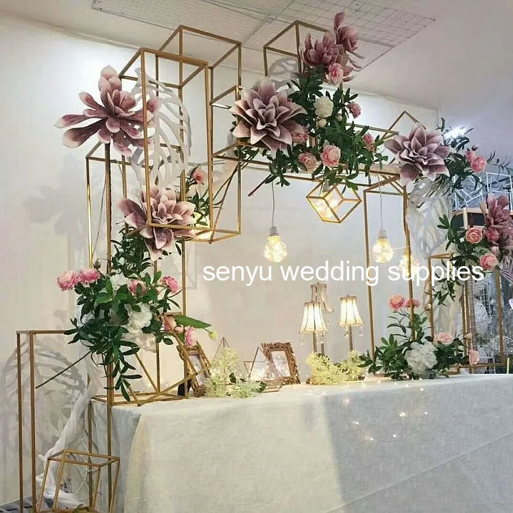 

10pcs 40cm/120cm )Gold Metal Iron Frame Flower Stand Wedding Backdrop Arch senyu0475