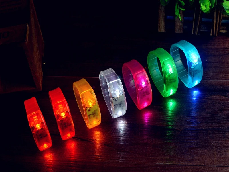 800pcs/lot Sound Controlled & Button Control LED Flash Bracelet LED Light Up Bracelet Glow Flash Bangle For Party Wedding