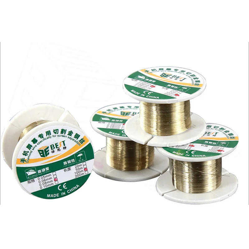 100M Alloy Steel Cutting Line 0.05mm 0.06mm 0.08mm 0.1mm Molybdenum Wire  for Phone LCD Screen Separating