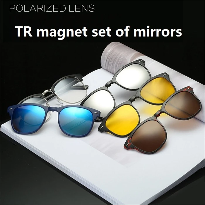 GSBJXZ Modische Myopie-Clip-Sonnenbrille für Herren und Damen mit 5 Clip-on-Sonnenbrillen, polarisierte Brillen, 0–0,5–0,75 bis –4,0 – Detail 3