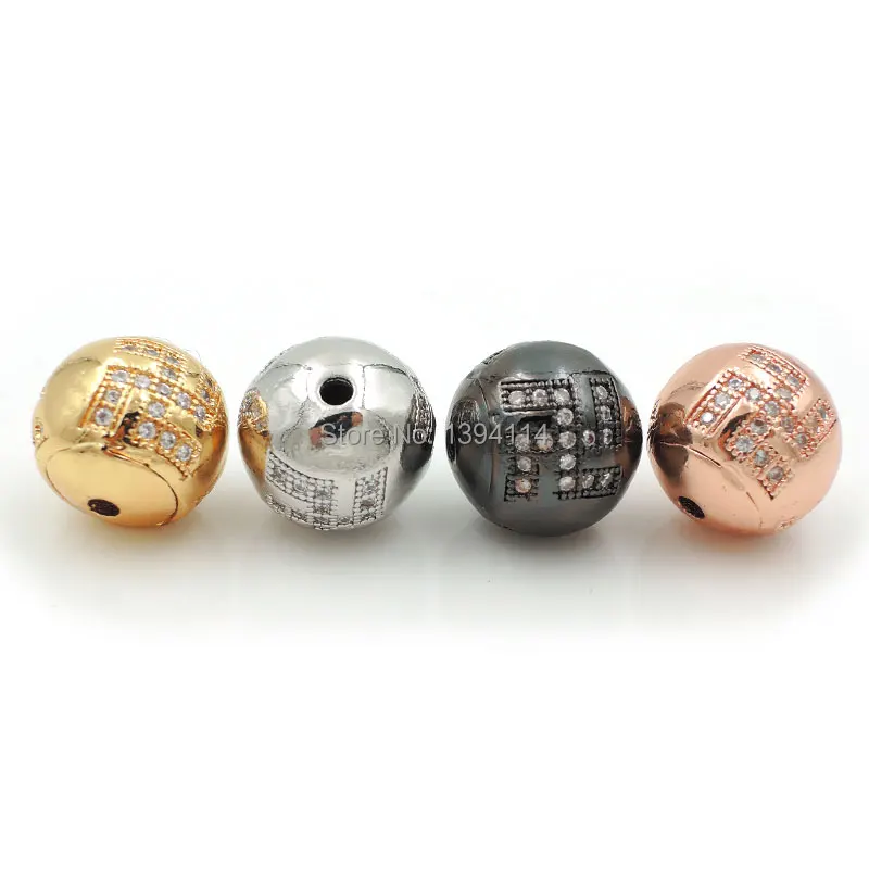 

10*10*10mm Micro Pave Clear CZ Round Beads With Embedding Swastikas Fit For Making DIY Bracelets Or Necklaces Jewelry