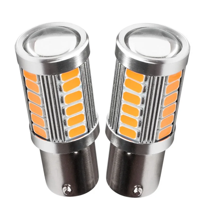 2pcs 1156PY BAU15S PY21W 150 Degree 33 SMD 5630 1056 Orange Red CAR LED Parking Lamp Brake Turn Signal Light DC 12V 33-SMD 5730