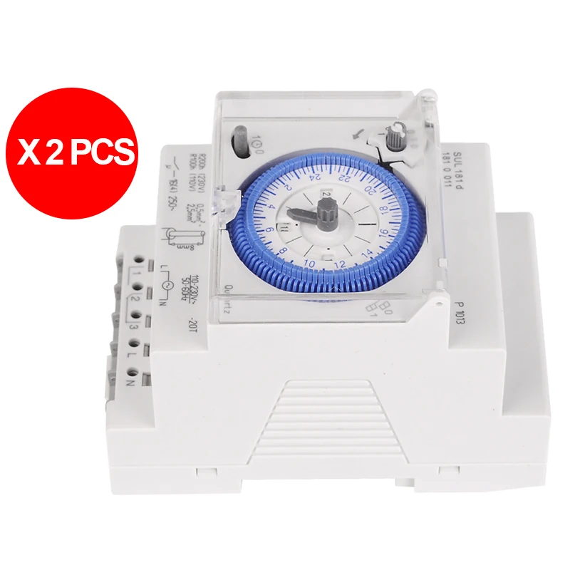 2PCS/Lot Brand New SUL 181d Analog 24 hours Mechanical DIN RAIL Timer Switch, 15minutes.