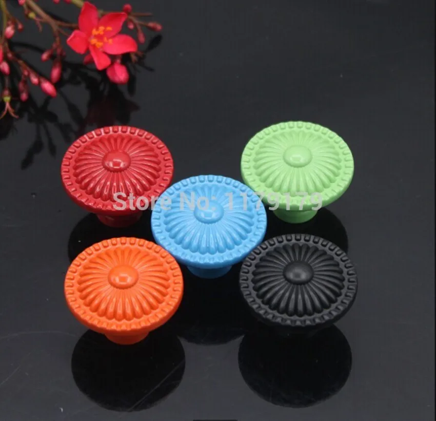 Modern Fashion Five Coloful children room furniture knobs red green black blue orange drawer cabinet knobs pulls handles