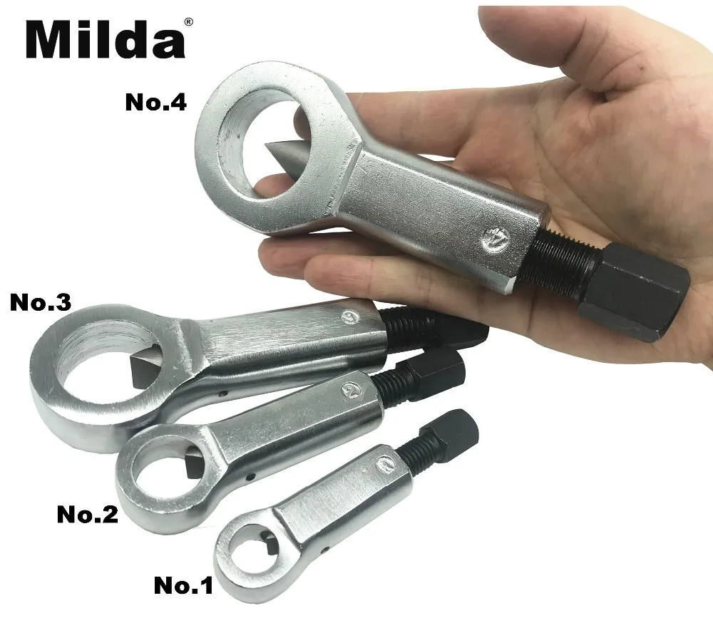 Milda 4 kinds nut splitter Cracker 9 - 36mm Heavy Duty Nut Splitter Set Broken Damaged Screw Nut Remover Removal Splitting Tools