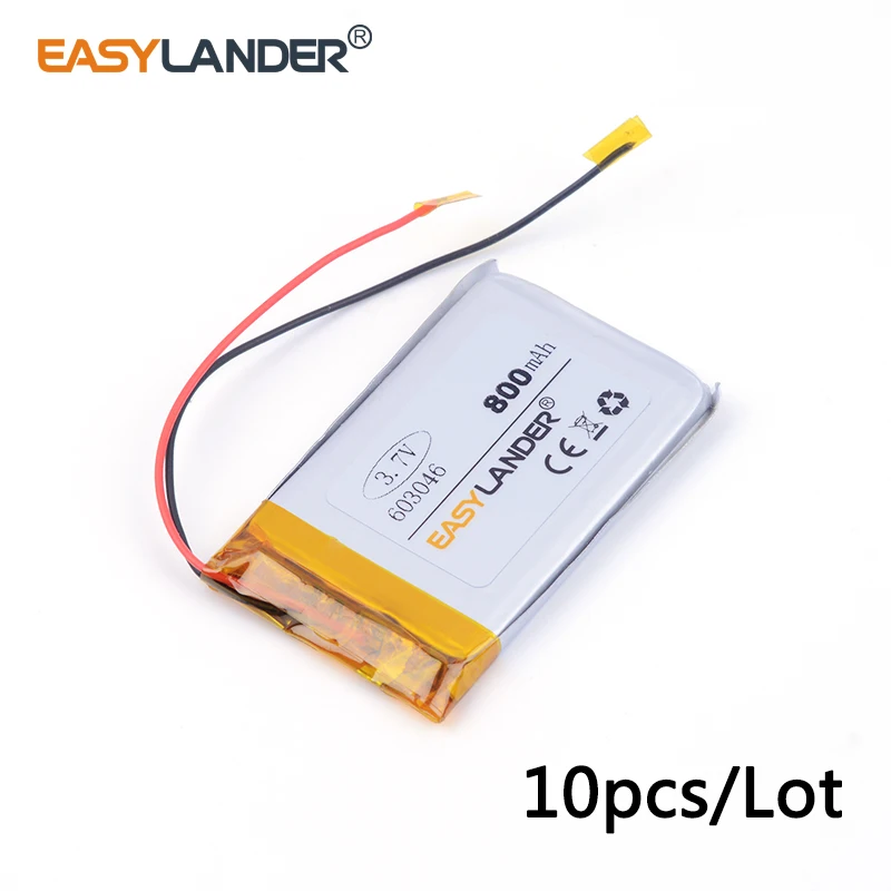 

10pcs /Lot 3.7V 800mAh 603046 Rechargeable Lithium Li-ion Polymer Battery for Smart watch GPS mp3 speaker 063046