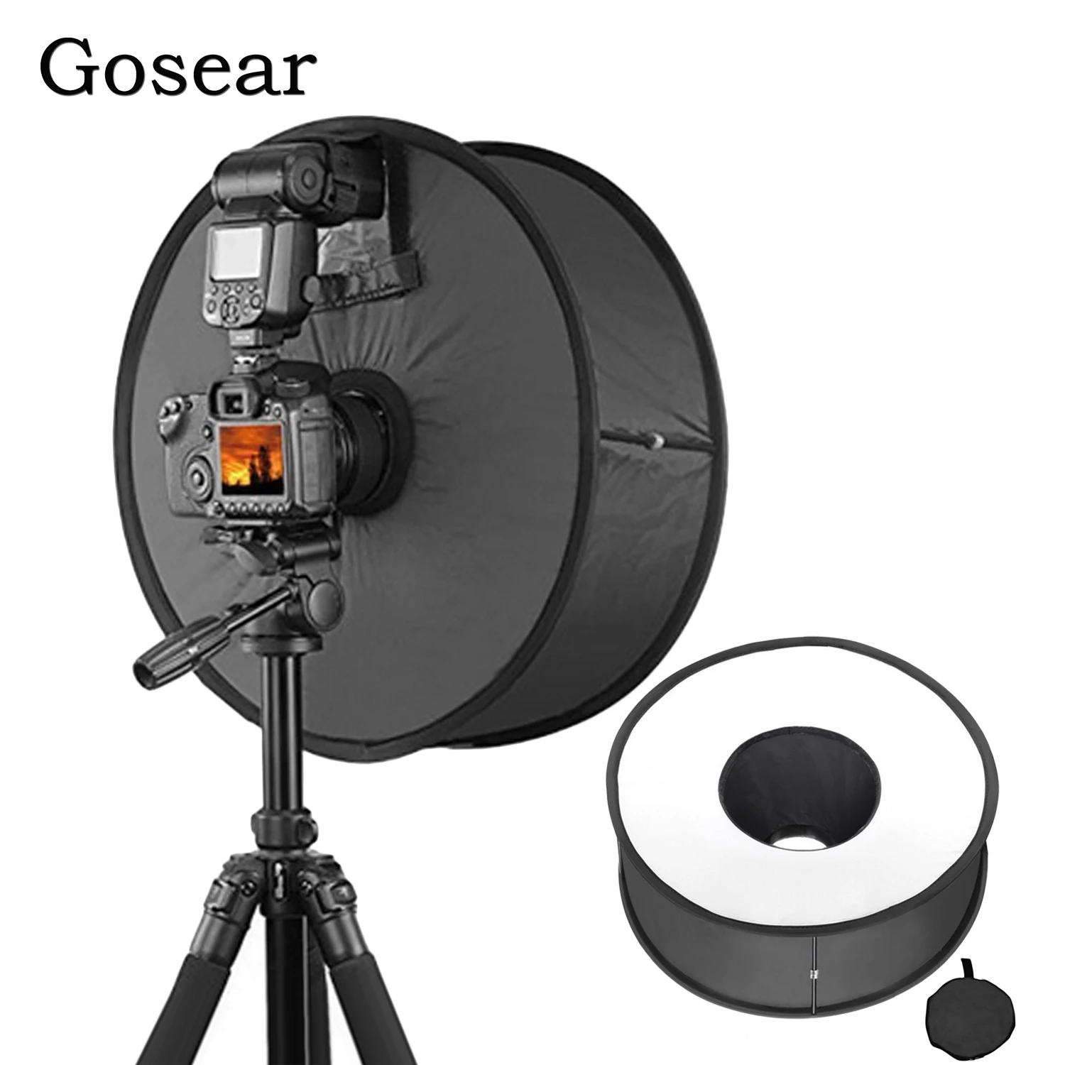 Gosear 45cm Folding Round Ring Speedlite Flash Softbox Diffuser Reflector For Canon Nikon Godox Macro Shoot Portrait Photography