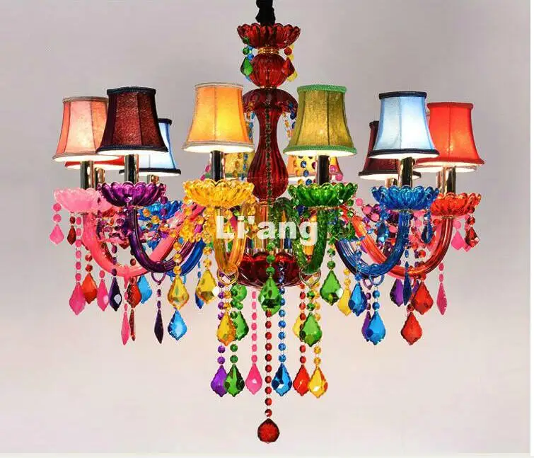 Colorful Crystal Chandelier Living Room lustres de cristal Decoration Colorful Pendant Art Chandeliers Home Lighting Indoor Lamp