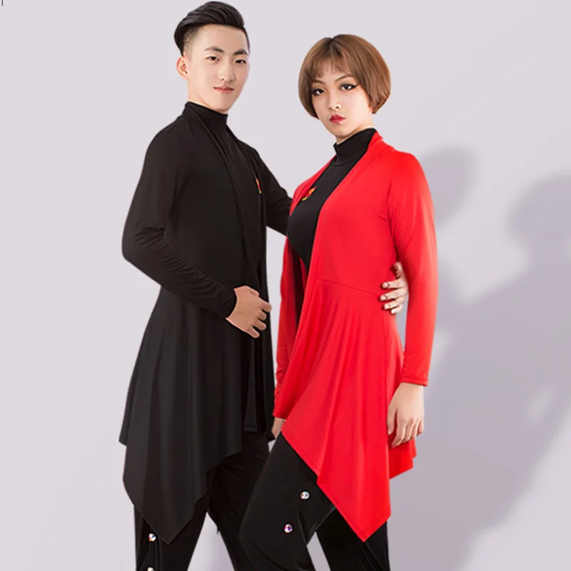 

Ballroom Latin Dance Top Men Long Sleeves Coat Women Cha Cha Rumba Samba Jacket Adult Clothes Practice Performance Wear DNV11727