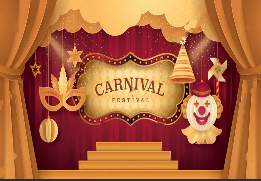 

circus decoration party Curtain stage arnival Mask Clown Fun backdrop Vinyl cloth High quality Computer print wall background