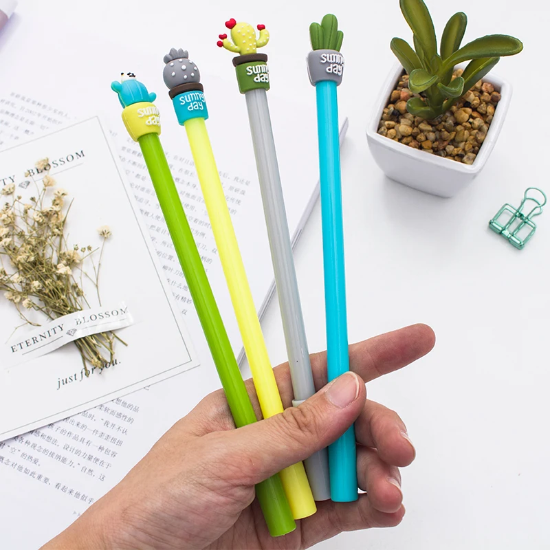 Jonvon Satone 40 Pcs Cactus Gel Pens Cute Pen 0.5mm Black Ink Stationery Green Plant Office School Supplies Wholesale Stationary