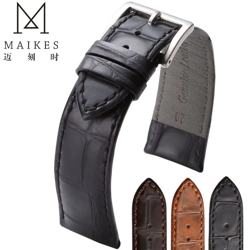 MAIKES-Correa de reloj de cuero genuino para hombre y mujer, correa de reloj marrón de alta calidad, 18mm, 20mm, 22mm, daniel wellington