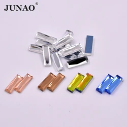 JUNAO 100pcs 5*15mm 7*21mm Clear Glass Rectangle Rhinestone Flat Back Decoration Crystal Stone Non Hotfix Strass DIY Jewelry