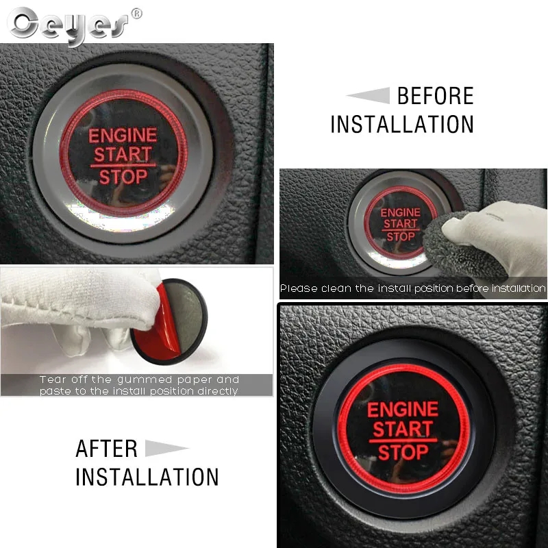 Ceyes Car Styling Engine Start Stop Button Rings Interior Accessories Stickers Case For Honda Civic 2017 2018 Trim Switch Covers images - 6